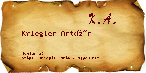 Kriegler Artúr névjegykártya
